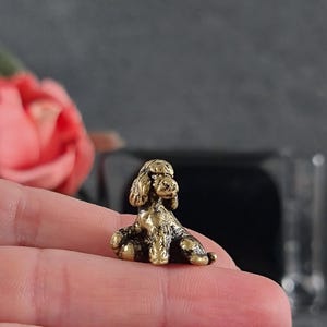 animal figurines, miniature poodle, micro dog, desktop decorations, poodle figurine, vintage style, brass animals, dog ornament, handmade figurines, dog miniature, desk decor, miniature animals, gifts for dog lovers