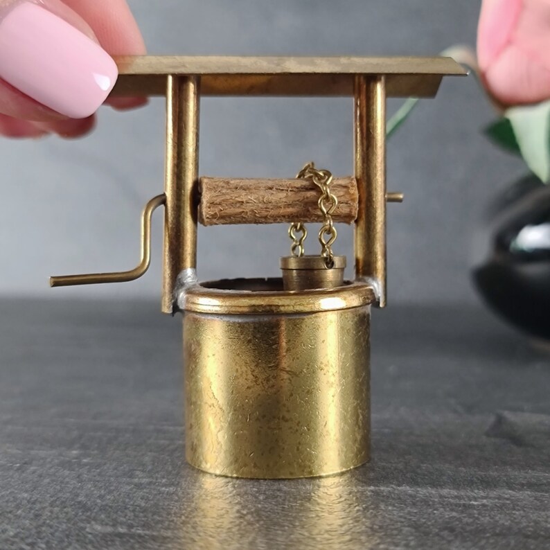 Vintage Miniature Water Well Brass Wishing Well for Dollhouse Garden ...