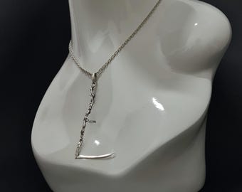 Collana con ciondolo a forma di falce mietitrice, ciondolo da uomo in argento sterling, ciondolo Memento mori, collana pagana da uomo, collana regalo per lui