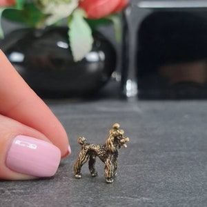 Poodle dog miniature Handmade figurine brass animal Dog miniature for desk decor Poodle gifts for a poodle lover
