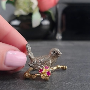 Small handmade brass bird figurine Cute bird miniature Cute gift bird lover Miniature animal figurine knick knacks for shelf and desk