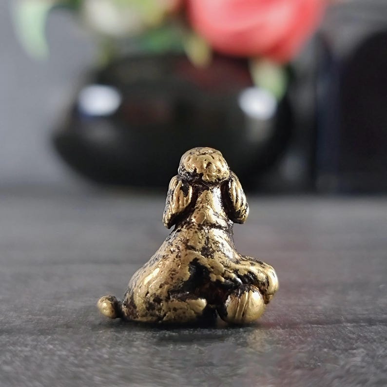 animal figurines, miniature poodle, micro dog, desktop decorations, poodle figurine, vintage style, brass animals, dog ornament, handmade figurines, dog miniature, desk decor, miniature animals, gifts for dog lovers