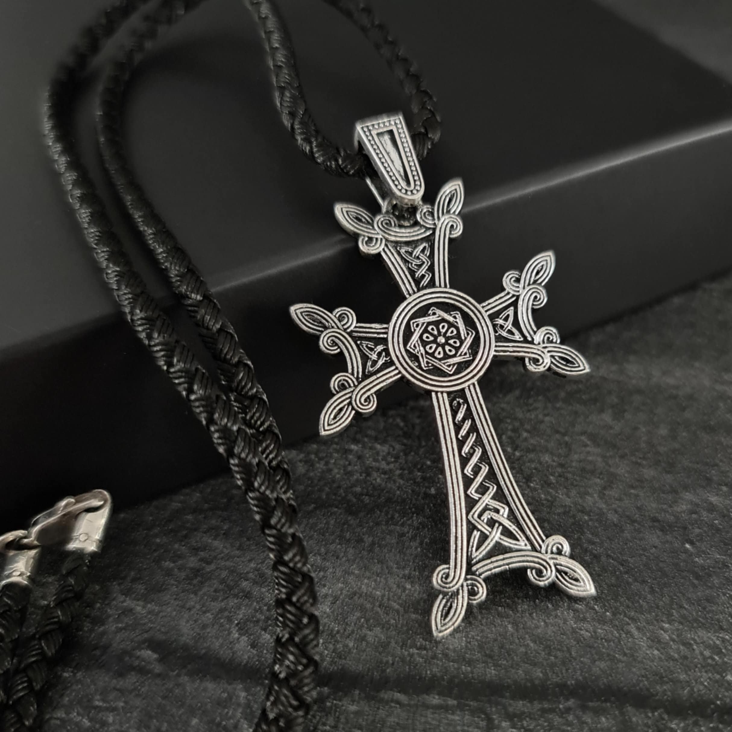 Armenian Cross Necklace Pendant 925 Sterling Silver Christian