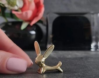 Gold bunny ornament Miniature brass rabbit figurine Primitive easter bunny miniature for home decor Gifts for rabbit lovers