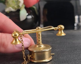 Dollhouse miniature brass telephone Cute vintage knick knacks Vintage dollhouse brass ornament