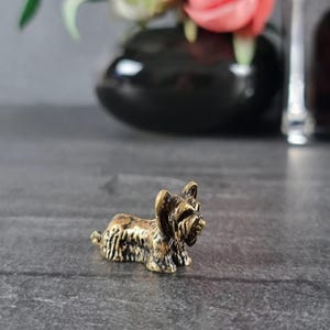 animal figurines, yorkshire terrier, bronze statue animal, desktop decorations, yorkie gifts, vintage figurines, brass animal, dog ornament, mid century modern, gifts for dog lovers, dog miniature, desk decor, yorkie dog mom