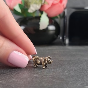 Winzige Messing Schweine Figur Niedliche Schnickschnack für Dekor Massives Messing Glücksschwein Vintage Metall Miniatur