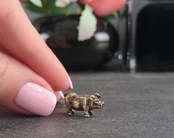 Winzige Messing Schweine Figur Niedliche Schnickschnack für Dekor Massives Messing Glücksschwein Vintage Metall Miniatur