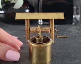 Vintage Miniatur Brunnen Messing Wunschbrunnen für Puppenhaus Garten Mini Garten Dekor Vintage Krimskrams Miniatur Brunnen