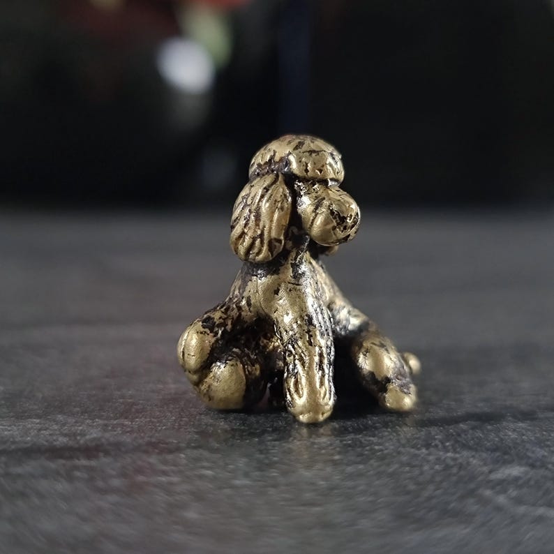 animal figurines, miniature poodle, micro dog, desktop decorations, poodle figurine, vintage style, brass animals, dog ornament, handmade figurines, dog miniature, desk decor, miniature animals, gifts for dog lovers