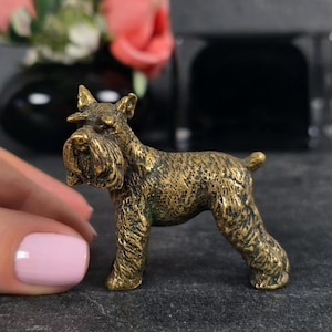 Schnauzer vintage brass figurine 70s dog home decor Giant schnauzer gifts