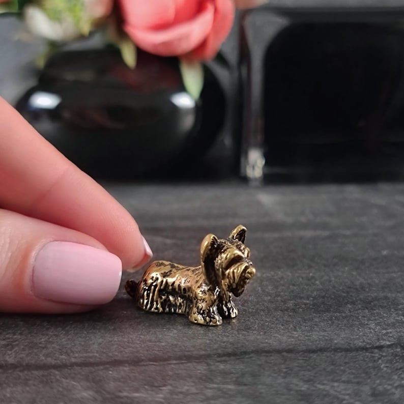 animal figurines, yorkshire terrier, bronze statue animal, desktop decorations, yorkie gifts, vintage figurines, brass animal, dog ornament, mid century modern, gifts for dog lovers, dog miniature, desk decor, yorkie dog mom