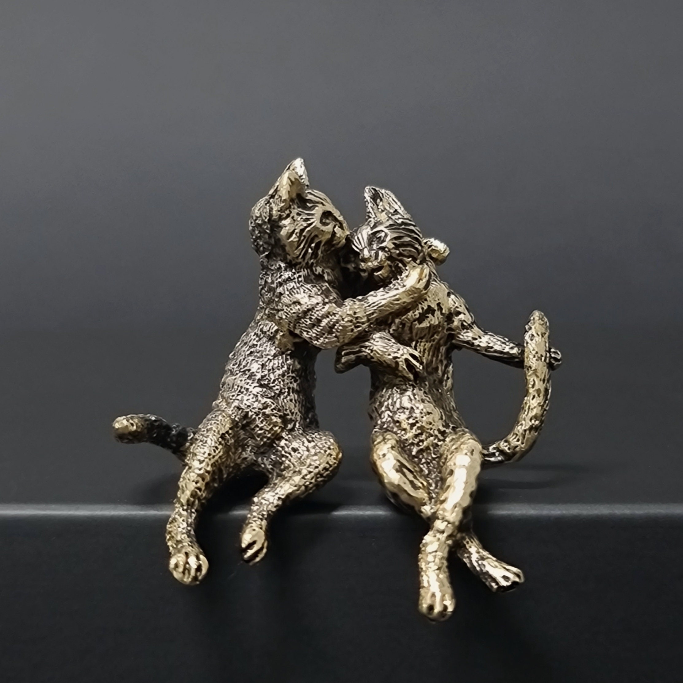 Miniature Cats Vintage Style Bronze Cat Figurines Cute Knick