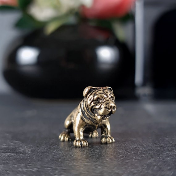 Vintage Brass Bulldog Figurine Cute Knick Knacks for Desk Decor