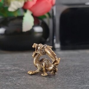 Solid brass dragon figurine Small dragon figurine Miniature animal figurine knick knacks for shelf and desk image 5