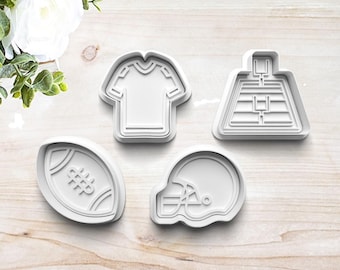 Football Cookie Cutter Set | Football Party | Clay Fondant Stamp | Helmet | Field | Jersey | 3D Printed | Customizable