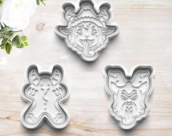 Krampus Cookie Cutter Set | Clay Fondant Stamp | Creepy Christmas | Folklore | Scary Cute | Ornament Kit | 3D Printed | Customizable