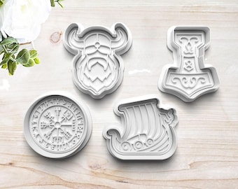 Viking Cookie Cutter Set | Clay Fondant Stamp Embosser | Celtic | Nordic | Gift for Viking Lover | 3D Printed | Customizable