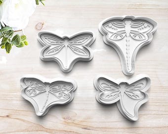 Dragonfly Insect Bug Cookie Cutter Set | Polymer Clay Fondant Stamp Embosser | Gift for Dragonfly Lover | Gift for Insect Lover | Bug Lover