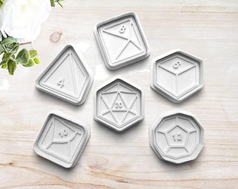 Dungeons and Dragons Dice Cookie Cutter Set | Clay Fondant Stamp Embosser | Gift for DND Lover | TTRPG | RPG Dice | Fantasy | Customizable