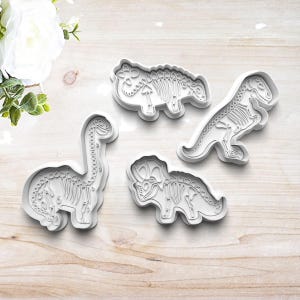 Dinosaur Fossil Cookie Cutter Set | Dino Party | Polymer Clay Fondant Stamp Embosser | T-Rex | Long neck | Triceratops | Customizable