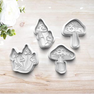 Mystic Magic Mushroom Cookie Cutter Set | Clay Fondant Stamp Embosser | Gift for Mushroom Lover | Fantasy | 3D Printed | Customizable