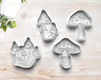 Mystic Magic Mushroom Cookie Cutter Set | Clay Fondant Stamp Embosser | Gift for Mushroom Lover | Fantasy | 3D Printed | Customizable