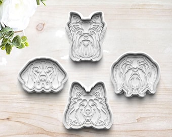 Customizable Dog Breed Cookie Cutter | Clay Fondant Stamp Embosser | Gift for Dog Lover | Vizsla | Yorkie | Shih Tzu | Shetland Sheepdog