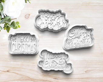 Merry Christmas Cookie Cutter Set Customizable | Clay Fondant Stamp | Cute Christmas | Ornament Kit | 3D Printed