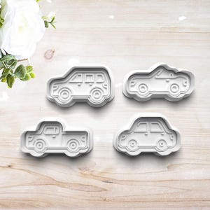 Car Cookie Cutter Set | Clay Fondant Stamp Embosser | Truck | Convertible | Gift for Car Lover | Party Supplies | 3D Printed | Customizable