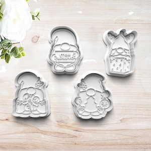 Christmas Gnome Cookie Cutter Set | Clay Fondant Stamp | Gift for Gnome Lover | Merry Christmas | Ornament Kit | 3D Printed | Customizable