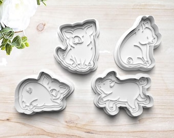 Pig Cookie Cutter Set | Clay Fondant Stamp Embosser | Charlotte | Cute Pig | Web | Farm Animal | 3D Printed | Customizable