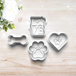 Dog Biscuit Cookie Cutter Set | Polymer Clay Fondant Stamp | Embosser | Dog Bone Party Supplies | Paw Print | Dog Lover Gift| Customizable