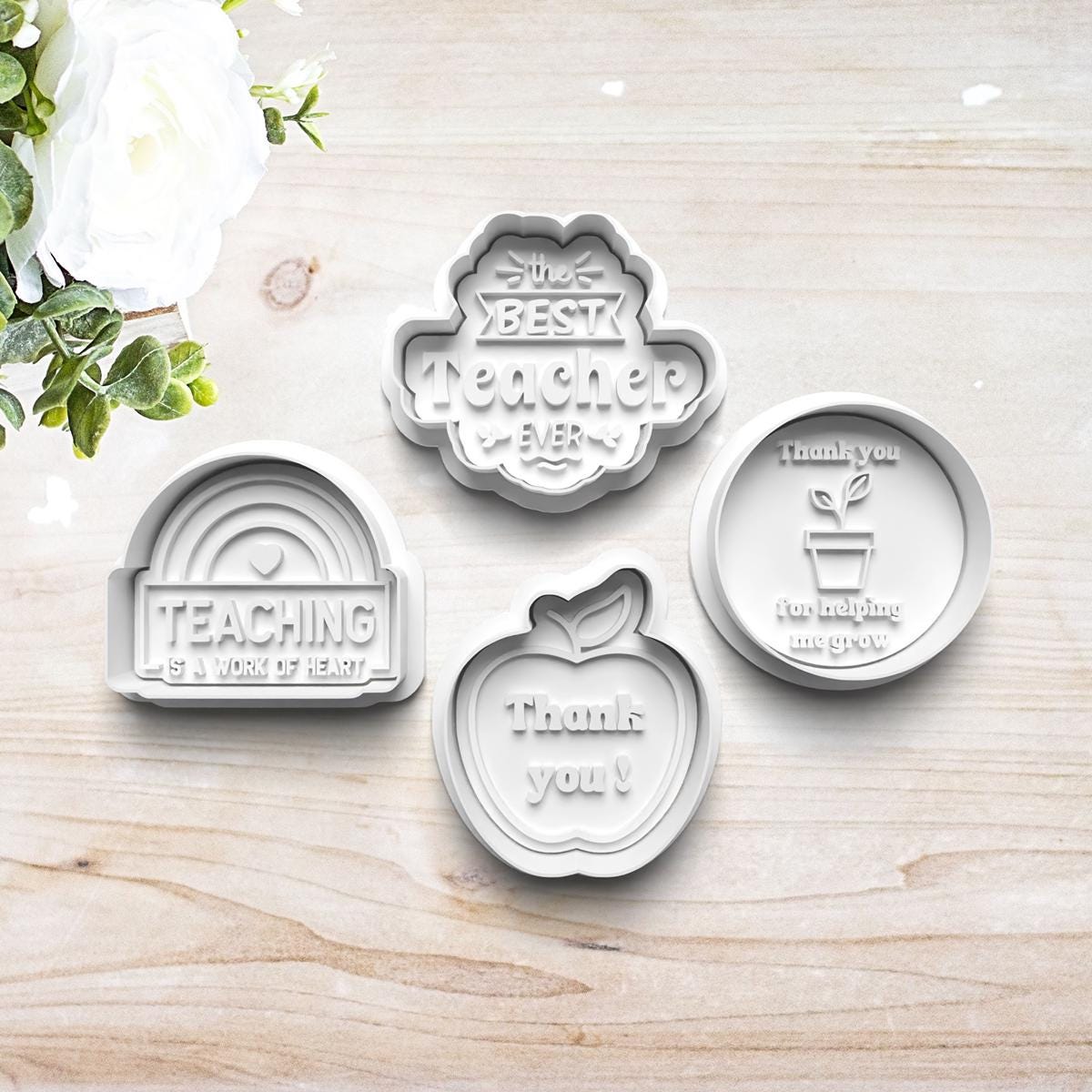 Best Teacher Cookie Cutter Set Customizable | Teacher Gift | Teacher Appreciation | Clay Fondant Stamp | Best Teacher | 3D Printed
