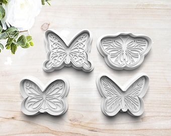 Butterfly Cookie Cutter Set | Moth | Clay Fondant Stamp | Embosser | Birthday Party Supplies | Polymer Clay | 3D Printed | Customizable