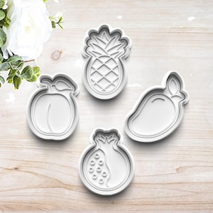 Fruit Cookie Cutter Set Customizable | Party | Clay Fondant Stamp | Pineapple | Pomegranate | Peach | Jalapeno | 3D Printed | Customizable