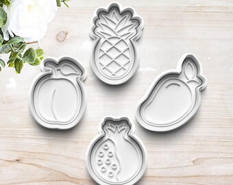 Fruit Cookie Cutter Set Customizable | Party | Clay Fondant Stamp | Pineapple | Pomegranate | Peach | Jalapeno | 3D Printed | Customizable