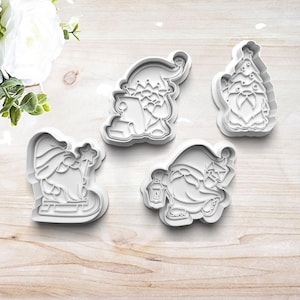 Christmas Gnome Cookie Cutter Set | Clay Fondant Stamp | Gift for Gnome Lover | Merry Christmas | Ornament Kit | 3D Printed | Customizable