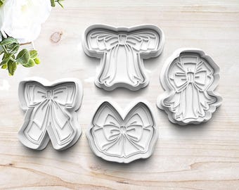 Christmas Coquette Bows Cookie Cutter Set | Clay Fondant Stamp | Cute Gift Bows | Ornament Kit | 3D Printed | Customizable