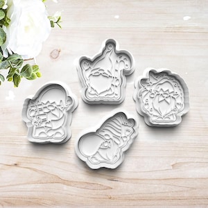 Christmas Gnome Cookie Cutter Set | Customizable | Clay Fondant Stamp | Cute Christmas Gnomes | 3D Printed | Eco Friendly