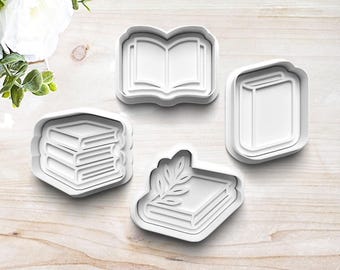 Book Lover Cookie Cutter Set | Polymer Clay Fondant Stamp Embosser | Gift for Book Lover | Reading Love Teacher | 3D Printed | Customizable