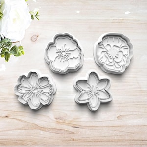 Flower Cookie Cutter Set | Clay Fondant Stamp Embosser | Gift for Flower Lover | Lily | Daisy | Orchid | 3D Printed | Customizable