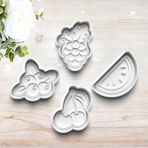 Fruit Cookie Cutter Set Customizable | Party | Clay Fondant Stamp | Grapes | Watermelon | Cherry | Blueberry | 3D Printed | Customizable