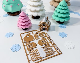 Mini Buildable Gingerbread House Card | Stocking Stuffer | Christmas Party Favors | 3D Printed | Fidget Toy | Sensory | Nakozen Designs