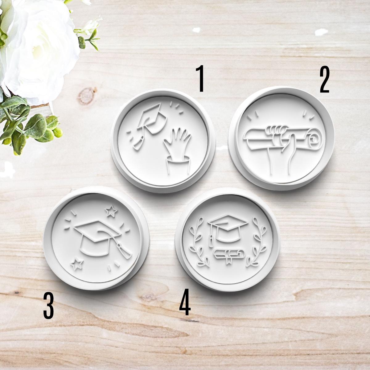 Graduation Cookie Cutter Set | Polymer Clay Fondant Stamp | Embosser ...