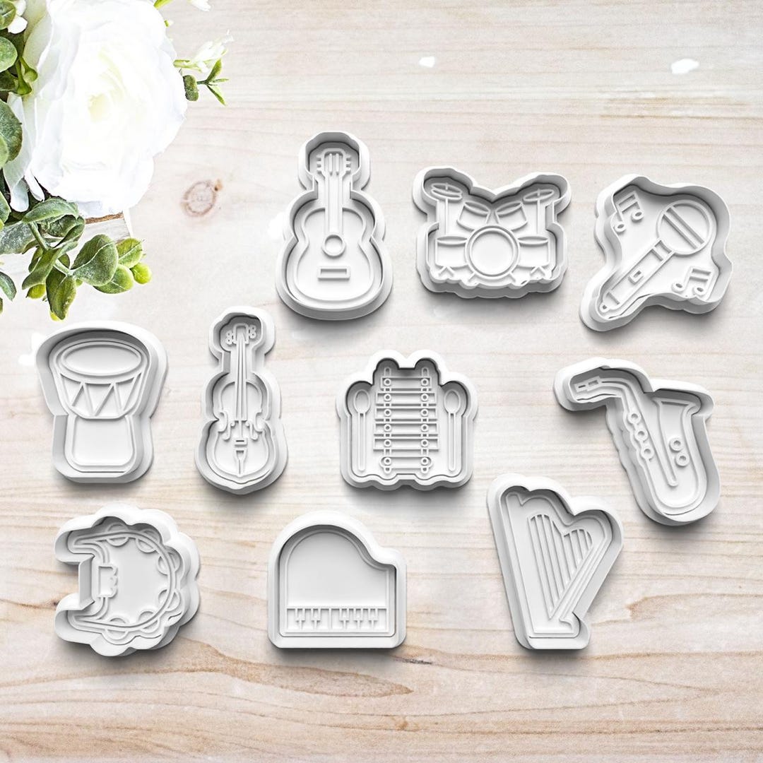 Instrument Cookie Cutter Set | Polymer Clay Fondant Stamp | Embosser ...