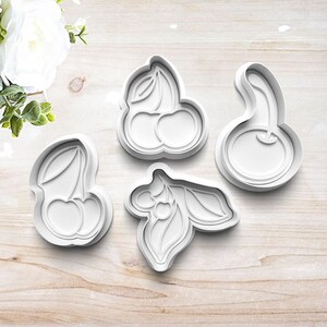 Cherry Cookie Cutter Set | Clay Fondant Stamp Embosser | Gift for Cherry Lover | Fruit | Gift for Baker | 3D Printed | Customizable