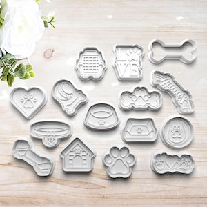 Dog Cookie Cutter Set | Clay Fondant Stamp Embosser | Gift for Dog Lover | Gift for Dog Mom | Dog Bone Paw Print | 3D Printed | Customizable