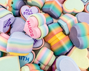Conversation Hearts Fidget Clicker Keychain | Rainbow | Valentine's Day Class Favors | 3D Printed | Fidget Toy | Sensory | Pawpular Prints