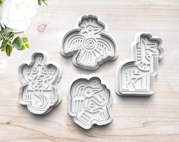 Aztec Symbols Cookie Cutter Set | Polymer Clay Fondant Stamp | Embosser ...